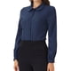 thumbnail image 4 of INSPIRAR CHIC Blusa de Mujer con Botones Leotardo Cuello Peter Pan de Manga Larga Tops de Negocios XL Azul Oscuro, 4 of 5