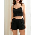 thumbnail image 3 of Yunliwuli Women Pajamas Set 2 Pieces Loungewear Suits Lace Patchwork Camisoles Tank Tops Elastic Waist Shorts Sleepwear Outfits, 3 of 9