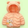 thumbnail image 3 of dmqupv Winter Coats for Girls 4t Toddler Boys Girls Winter Windproof Cartoon Bee Prints Bear Ears Hooded Coat Jacket Coat Orange 12-18 Months, 3 of 4