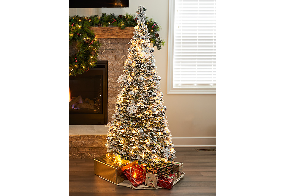 Sharper Image Pop-Up 6Ft. White Flock Christmas Tree - Walmart.com - Walmart.com