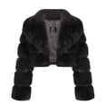 thumbnail image 4 of Women's Faux Fur Cropped Coat Fluffy Faux Fur Jacket Long Sleeve Lapel Furry Winter Warm Shaggy Parka Short Coats, 4 of 5