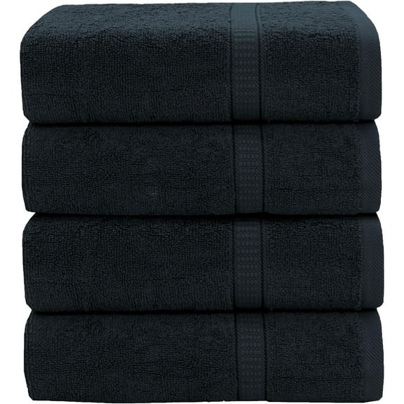 Gold Textiles Premium Bath Towel 4 Pack Gray 27x54 Ring Spun Cotton Towels Soft & Absorbent for Spa