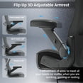 thumbnail image 6 of Big and Tall 600lbs Office Chair, High Back Mesh Desk Chair, Ergonomic Executive Computer Chair with Adjustable Lumbar Support Headrest 3D Flip Up Arms Heavy Duty Metal Base, Extra Wide Seat, Black, 6 of 8