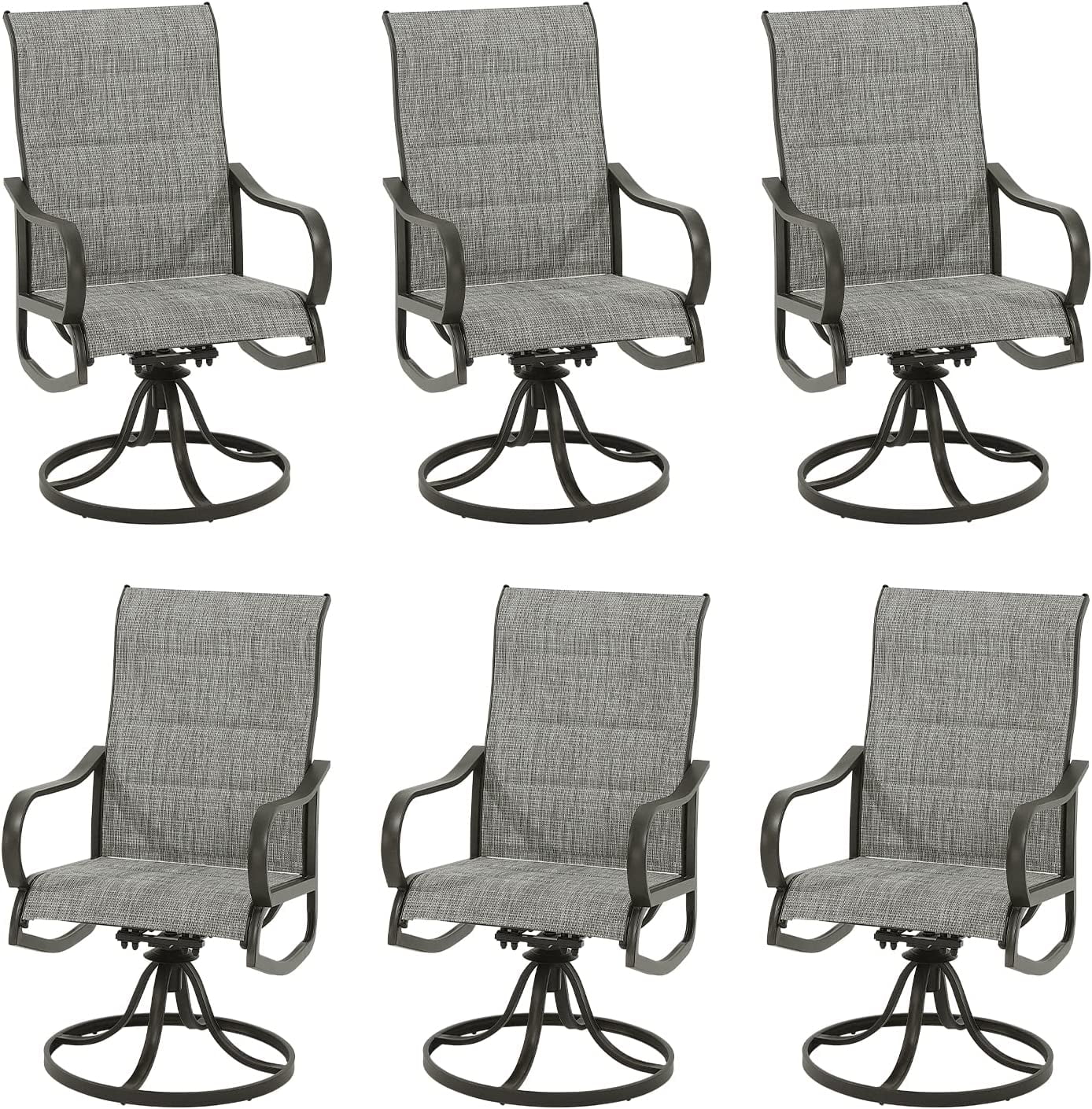 Techmilly Patio Swivel Chairs Set of 6, Outdoor Dining Chairs High Back