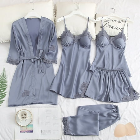 

Female Pajamas Set 5pcs Sleepwear Lace Comfortable Sleepwear Loungewear XL