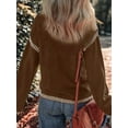 thumbnail image 2 of Sweaters for Women Solid Crewneck Loose Fit Long Sleeve Contrast Cable Knit Pullover Sweater Jumper Tops Brown M, 2 of 5