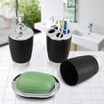 thumbnail image 4 of Juego De Accesorios De Baño De 4 Piezas, Materiales De Pp, Regalo De Inauguración De La Casa, Juegos De Decoración De Baño Negros, Incluye Dispensador De Jabón, Soporte Para Cepillo De Dientes, Taza Cateissary HA026635-01, 4 of 7