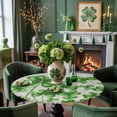 thumbnail image 6 of Round Fitted Tablecloth,Spring St. Patrick's Day Shamrocks Leaves Circle Table Cover Waterproof Table Cloth with Elastic Edge,Nature Green Plant Outdoor Tablecloths for Kitchen Picnic 36-44in, 6 of 9