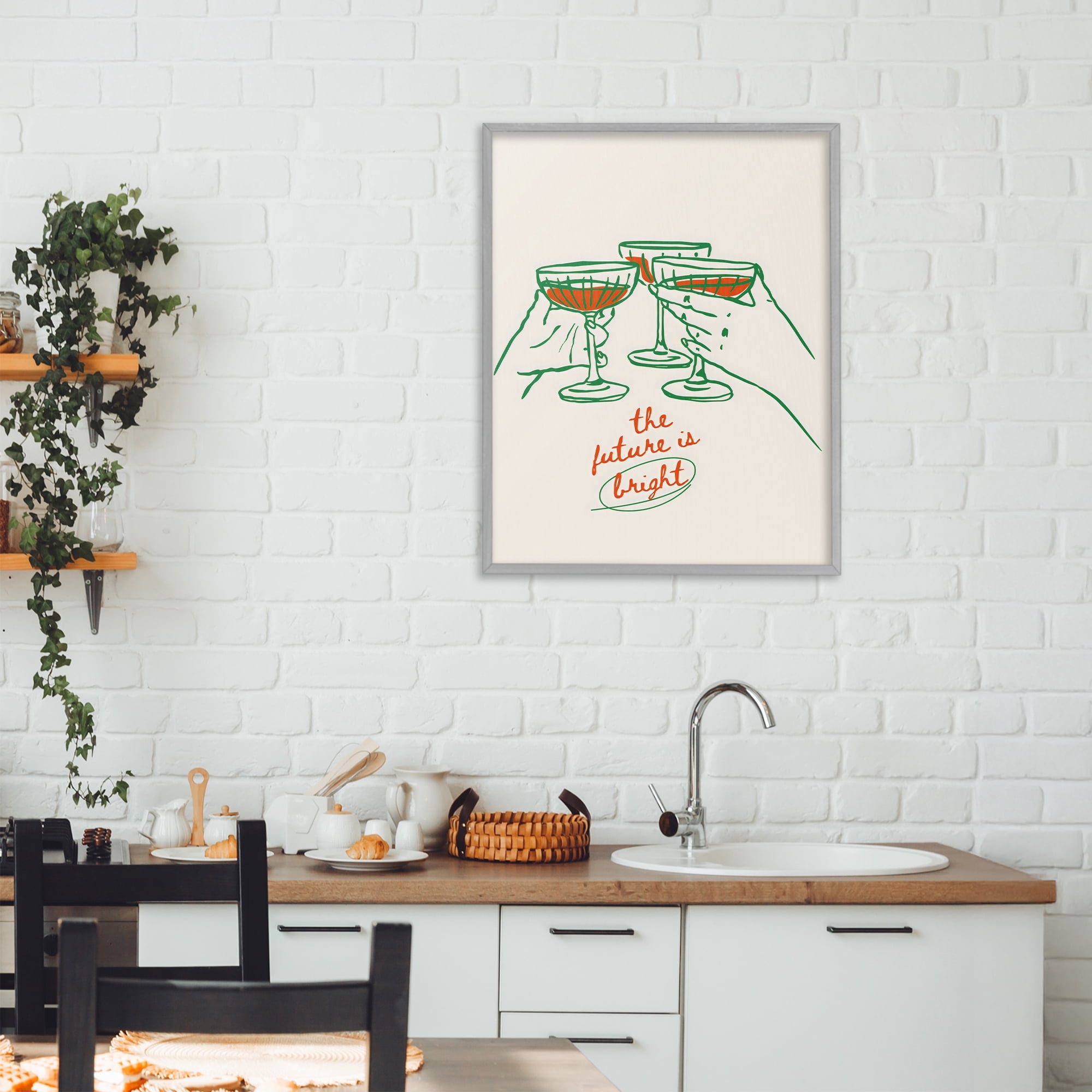 Stupell Industries The Future Is Bright Toast Gray Framed Giclee Art, design by The Prints Vibe