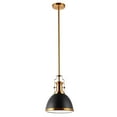 thumbnail image 4 of JONATHAN Y Homer 10" 1-Light Modern Industrial Iron LED Dome Pendant, Black/Brass Gold, 4 of 6
