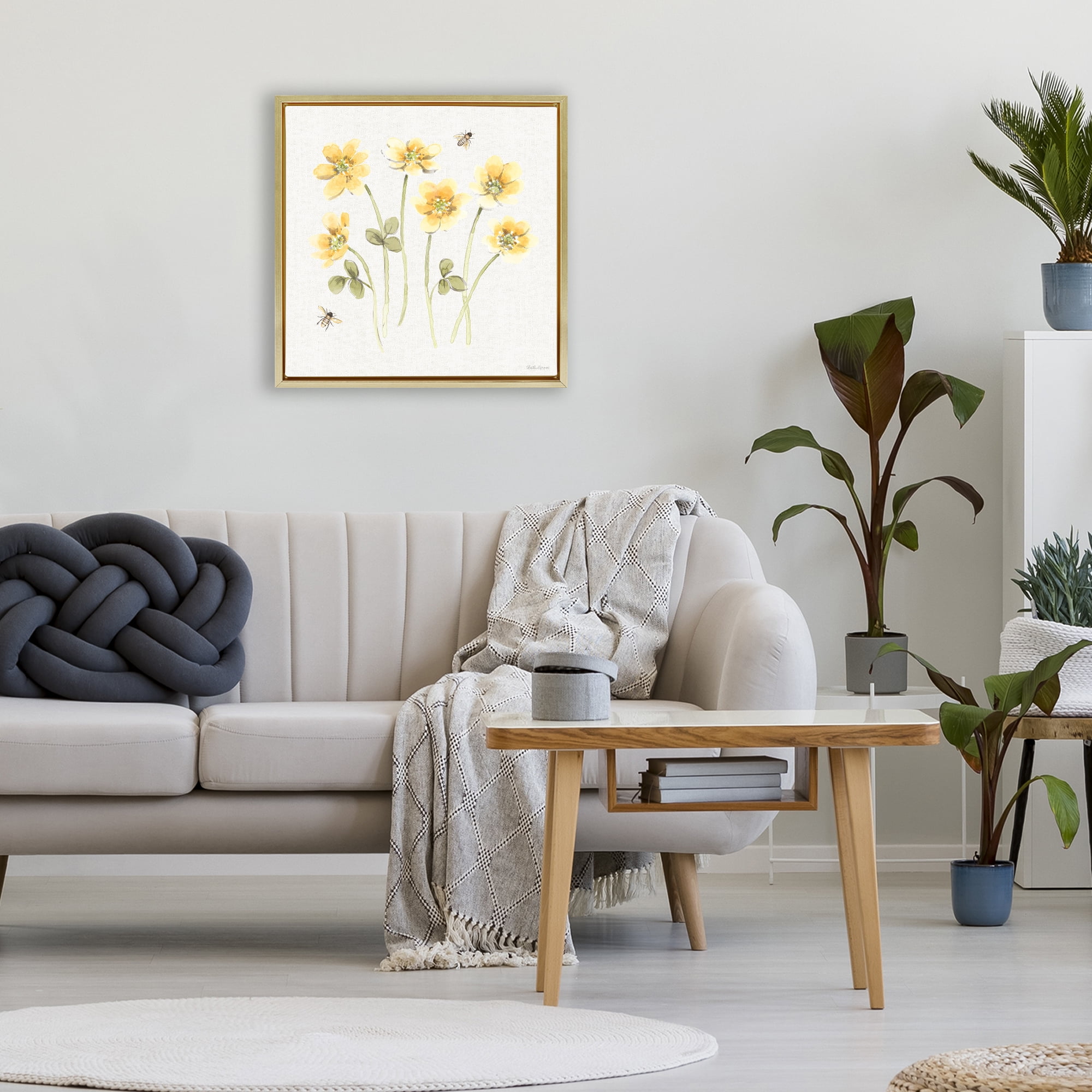 Stupell Industries Sweet Honey Wildflowers Gold Framed Floater Canvas Wall Art, design by Beth Grove
