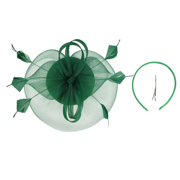 LOLIPPYY Elegant Dark Green Wedding Fascinator Hat for Women with Stylish Mesh Design - 1 Piece