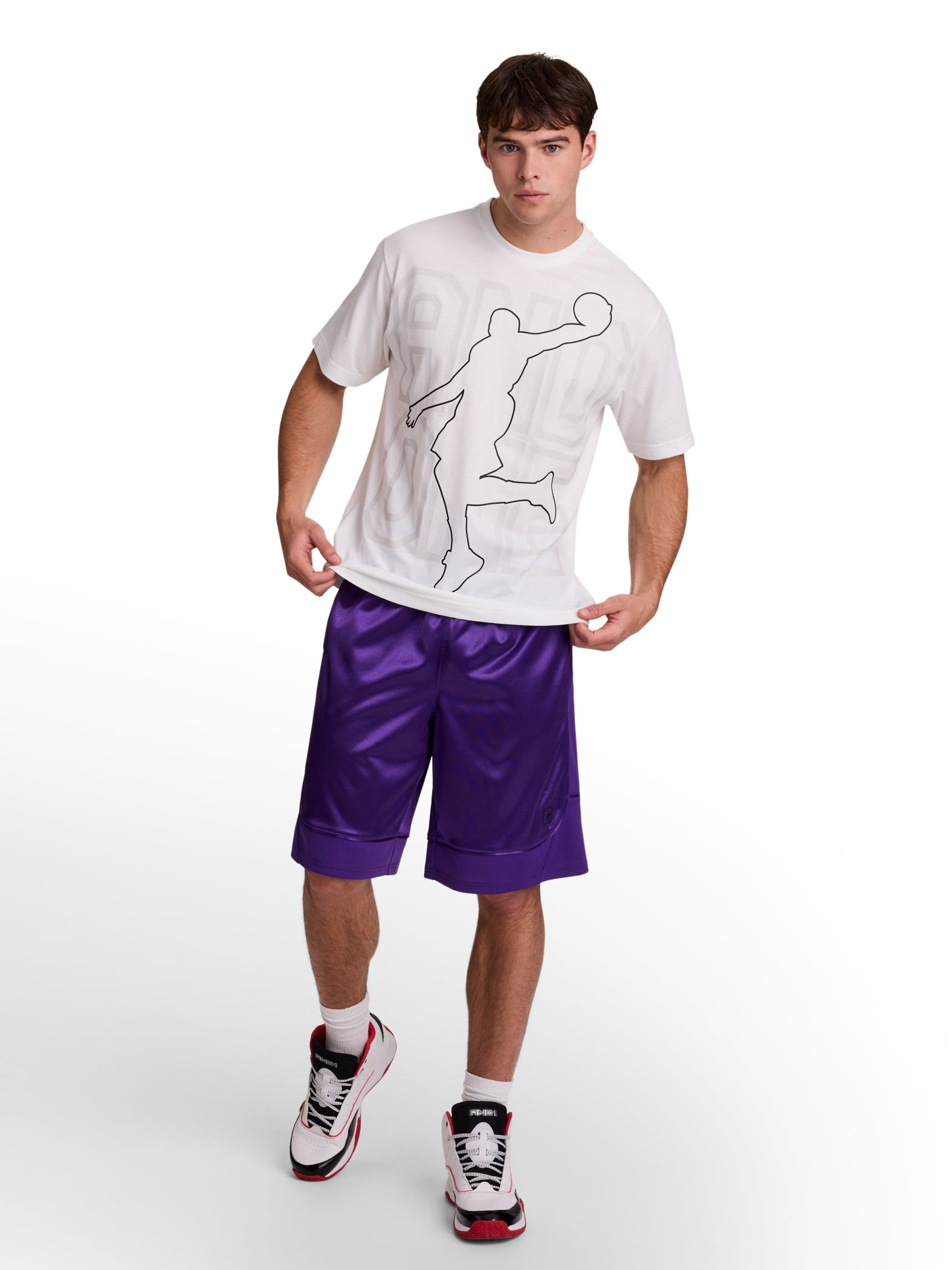AND1 Men's and Big Men's All Court Short, 11" inseam, up to Size 5XL