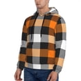 thumbnail image 2 of Bingfone Orange Plaid Men'S Drawstring Hoodie Long Sleeve Pocket Sweatshirts-Small, 2 of 9