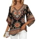 thumbnail image 1 of Camisas de Manga 3/4 de las Mujeres Bohemian Exclusivo Estampado V-Cuello Elegante Blusa para el Trabajo Informal O Vestidos Sociales, 1 of 6