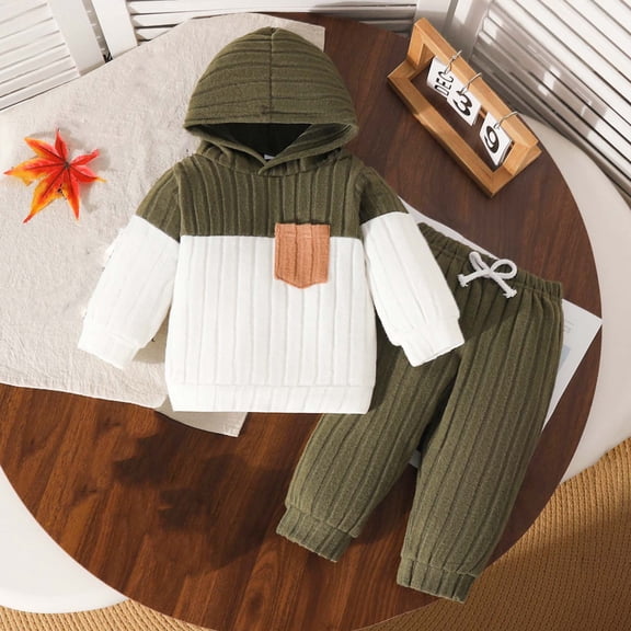 LvhaoGJOB Toddler Boys 2-Piece Outfit Set - Multi-Pocket, Hooded, Drawstring
