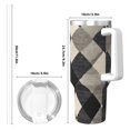 thumbnail image 4 of 40zo Ice Bar Cup With Handle Double Insulation Large Capacity Rust Prevention For Daily Travel And Other Scenes Argyle Plaid Dimgray_3, 4 of 8