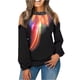 thumbnail image 1 of Blusa suelta con estampado informal para mujer, camisa de gran tamaño para mujer, blusas de manga larga con hombros descubiertos, blusas tipo túnica Pompotops  gfhjh24205, 1 of 5