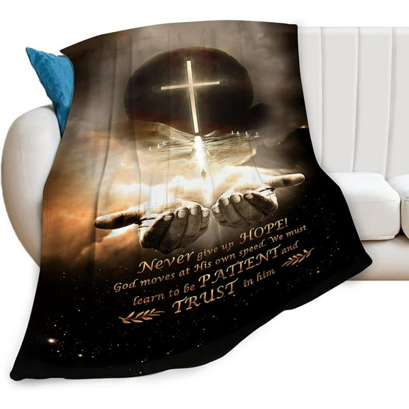 Christian Blanket Cross Hand of God Throw Blanket for Men Kids Teenagers Soft Cozy Warm Fuzzy Fleece Religious Christ Decor Blanket Gifts for Boys Women Girls Couch Sofa Bed 50"X40"
