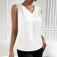 thumbnail image 3 of SNKSDGM Female V Neck Tank Tops for Women Pack Spaghetti Strap Tank Top Crop Women Summer V Neck Casual Soild Color Satin Sleeveless Basic Vest Shirt Fashionable Sleeveless Top S, 3 of 5