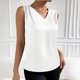 thumbnail image 3 of Top sin mangas de satén con cuello en V para mujer, para el verano, blusa informal transpirable de poliéster de color liso, 3 of 6