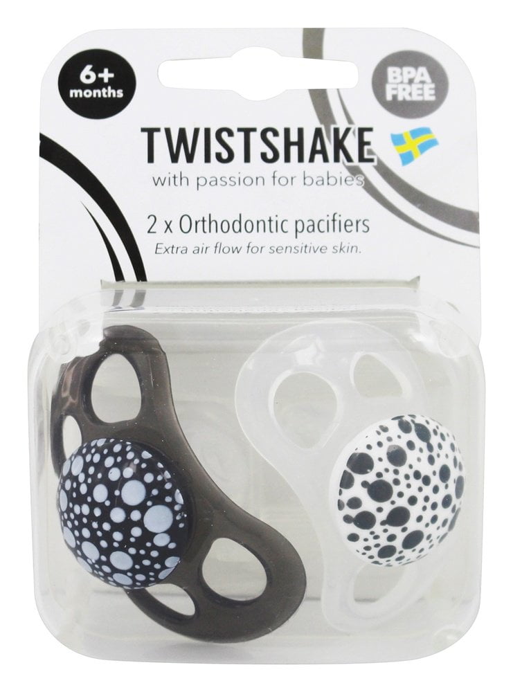 Twistshake Orthodontic Pacifiers 6 Months+ Black & White 2 Pack