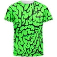thumbnail image 1 of Halloween Green Brains All Over Adult T-Shirt - X-Large, 1 of 2