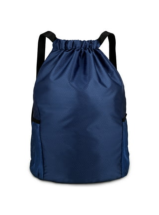 Drawstring Bags with Zipper Pocket, Waterproof Drawstring Backpack for Women and Men 15.7 x 17.7