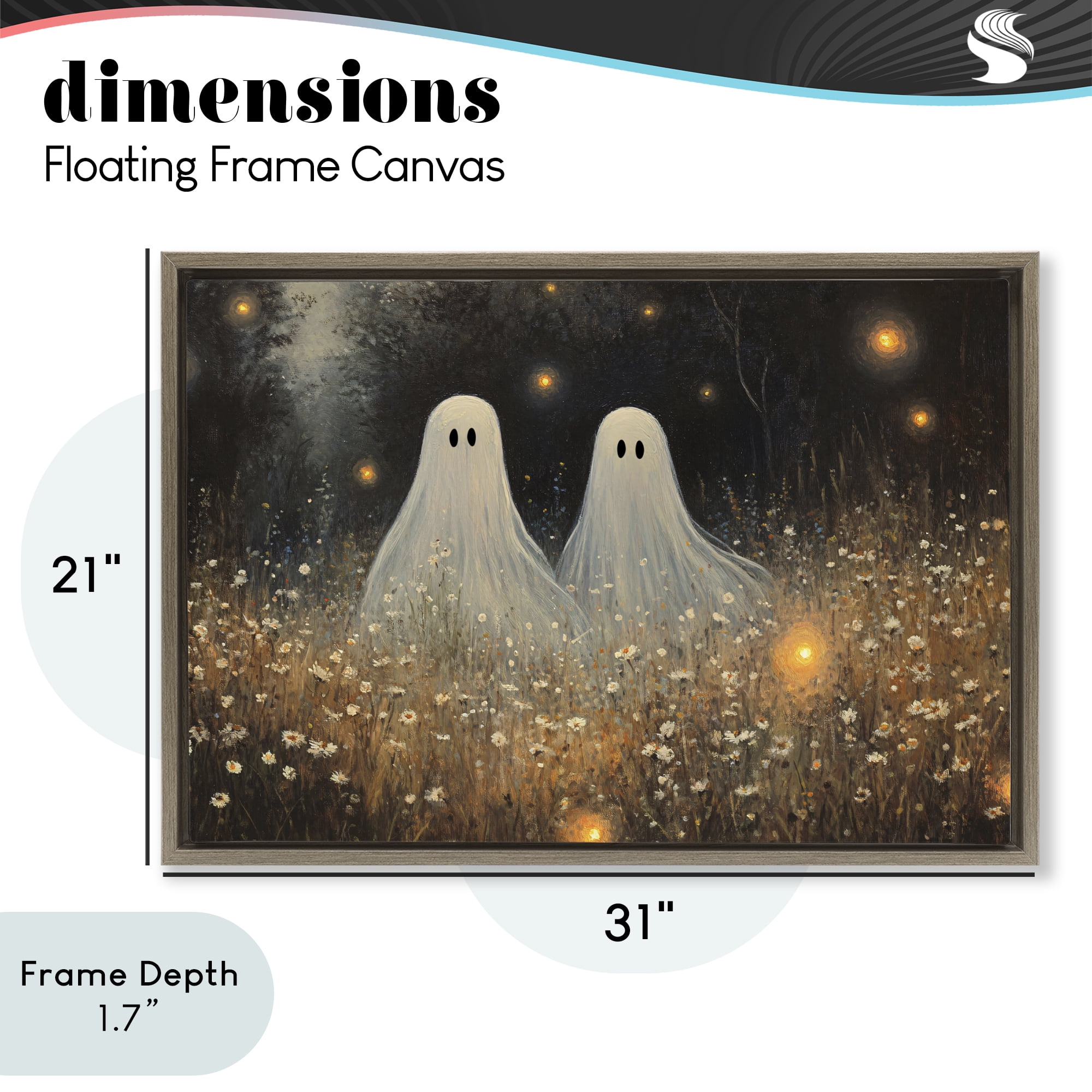 Stupell Industries Ethereal Ghost Twins Brown Framed Floater Canvas Wall Art, design by Jacky Ngan