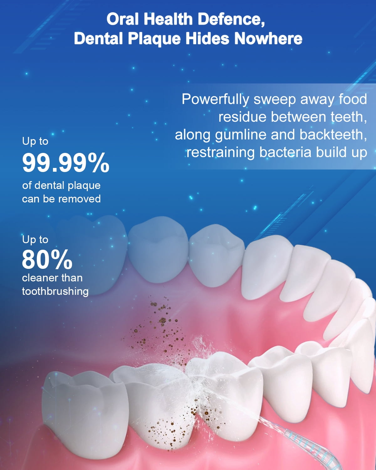 (5 pack) MySmile LP201 OLED Cordless Water Flosser for Teeth Braces, Gums, Dental Electric Power Flosser, Portable Oral Irrigator, 5 Modes, 8 Jet Tips,350ml , White