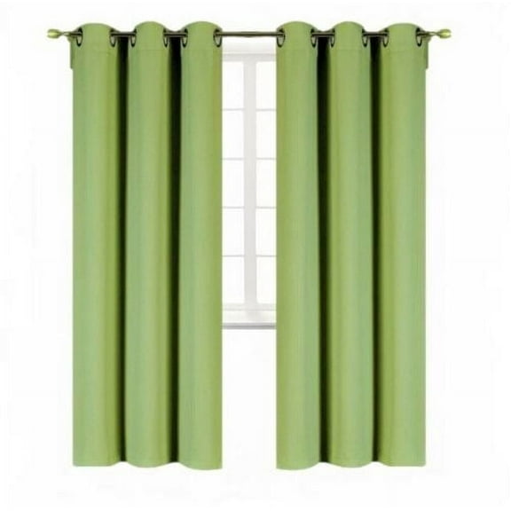 2 panels K68 sage green color 100 % blackout thermal light blocking drapes for sliding patio window curtain top grommets noise reducing 37" wide X 63" length each panel