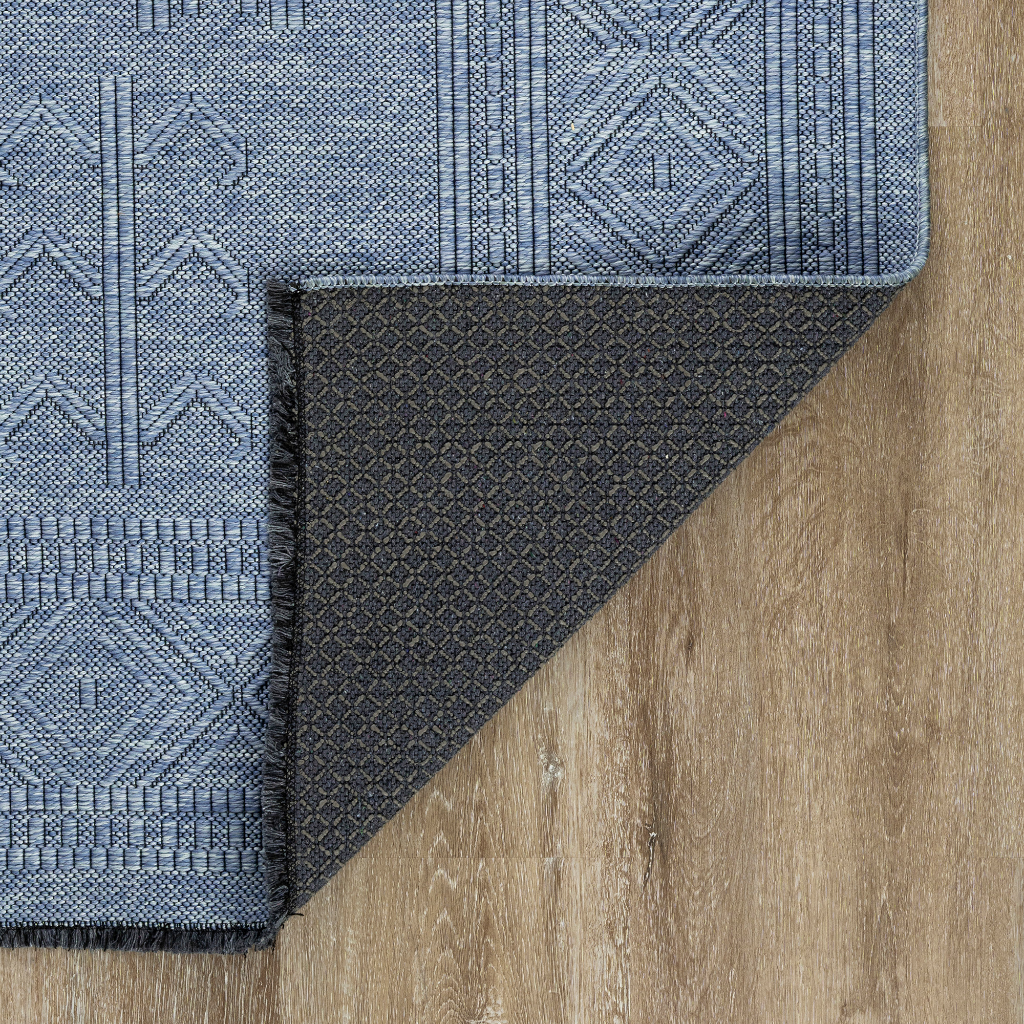 Alma Transitional 8' x 10' Blue and Azure Blue, Machine Washable Polyester & Cotton Indoor Area Rug
