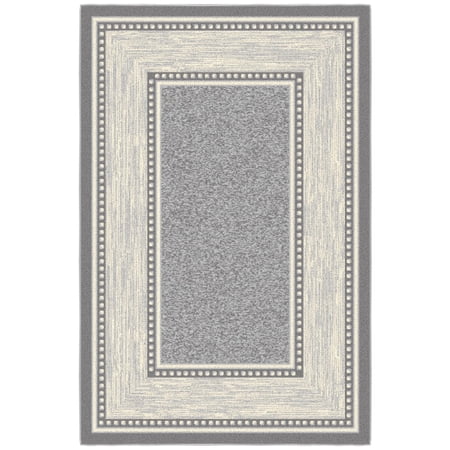 Condition photo showing New/Like New for ottomanson border area rug 3 3  x 4 7  - non slip low pile carpet  light gray