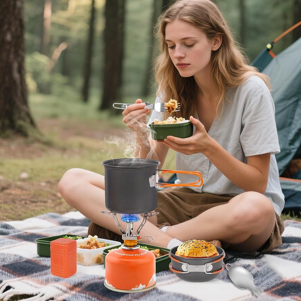 XMZHOU Outdoor Camping Pots And Pans 1-2 Person Backpacker Cookware Set Boiler Head Coffee Cup Multifunctional Pots And Pans Set