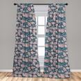 thumbnail image 5 of Ambesonne Tropical Curtains, Flowers Leaves Stripes, Pair of 28"x95", Petrol Blue Blush Pink, 5 of 5