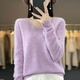 thumbnail image 2 of Bovemsi Womens Sweaters Cozy Women's Autumn And Winter New Line Pure Wool V Neck Solid Color Pullover Knitted Base Sweater Business Casual Sweaters, 2 of 3