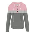 thumbnail image 5 of Women's Color Block Hooded Drawstring Button Down Sweatshirt Casual Long Sleeves Loose Fit Sweatshirt Tops With Pockets, 5 of 5
