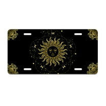 Smoaffly Celestial Sun License Plate Decorative Car Front, Metal Car Plate, License Plate, Vanity Tag, Aluminum Novelty License Plate for Men/Women/Boy/Girls Car 6×12 Inch