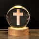 thumbnail image 1 of Crystal Night Light Engraved Holy Family Figurine Statue With Wooden Stand Color Changing Light Glass Religious Collection Catholic, 1 of 6