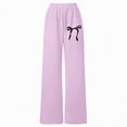 thumbnail image 4 of Ccpelsie Girls Casual Straight Leg Pants Wide Loose Fit Lounge Sweatpants Elastic Waist Drawstring Joggers with Pockets Spring(A01-Purple,5-6 Years), 4 of 4