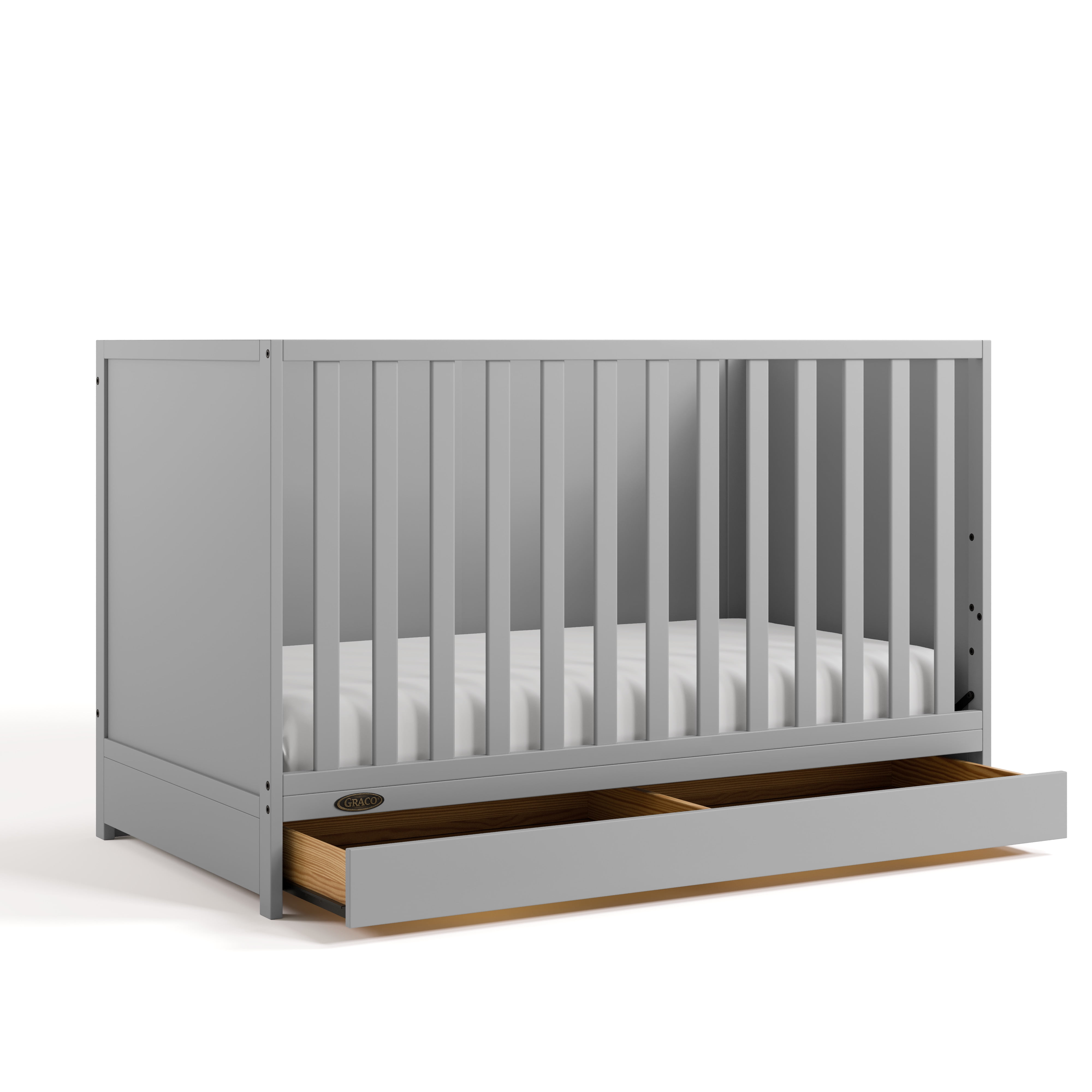 Graco Theo 3-in-1 Convertible Baby Crib with Drawer, Pebble Gray