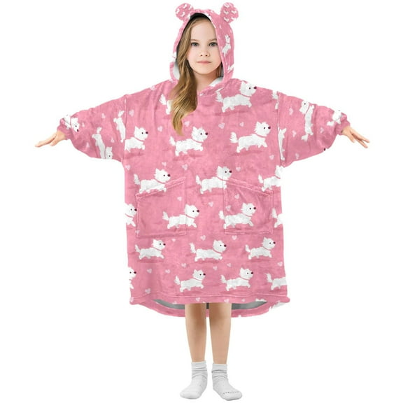 joogoo Wearable Blanket Hoodie for Cute Dogs Oversized Sherpa Hooded 3-14 YR M