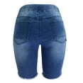thumbnail image 4 of Gubotare Women's High Waisted Bermuda Shorts Stretchy Knee Length Jean Shorts (Blue,Size XL), 4 of 6