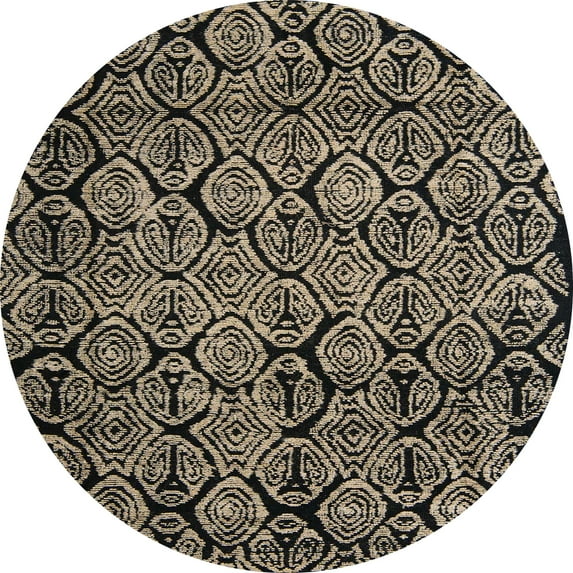Ahgly Company Indoor Round Abstract Camel Brown Abstract Area Rugs, 3' Round