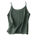 thumbnail image 3 of Women's Tank Tops Linen Thin Layering Loose Casual Sleeveless Top Camisole Tops for Women Green L, 3 of 9