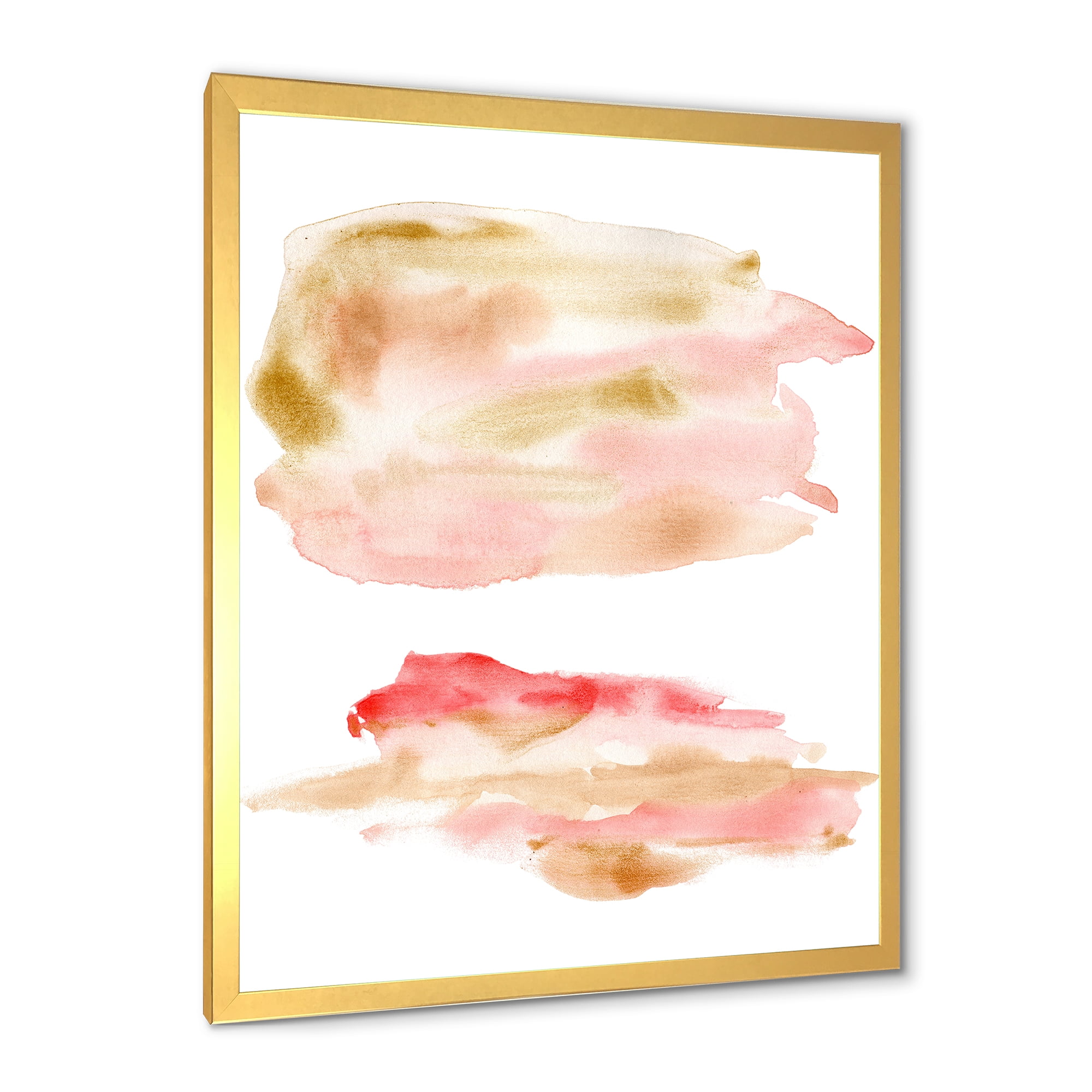 Designart 'Abstract Clouds Set With Pink Gold Beige and Red' Modern Framed Art Print