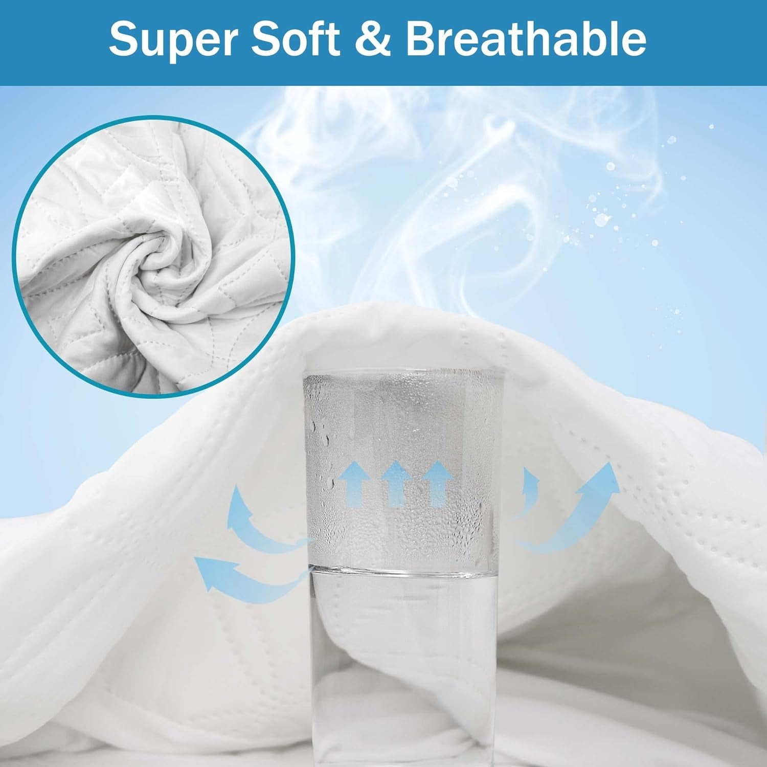 WeGuard 100% Waterproof King Mattress Protector, Breathable Cooling Bamboo 3D Air Fabric Mattress Cover, Soft Noiseless Bed Cover, Machine Washable, 8-21'' Deep Pocket