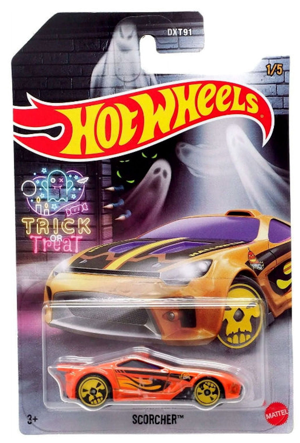 Hot Wheels Mattel 2022 Halloween Die‑Cast 5‑Vehicle Collector’s Set, Haunted Graphics & Glow Effects, 1:64 Scale, DXT91-956E, Ages 3+