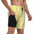 thumbnail image 2 of Naloa Daisies Flowers Print Men Swim Trunks with Compression Liner ,Board Shorts,Men's Swim Shorts with Drawstring and Elastic Waistband-X-Large, 2 of 6