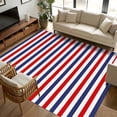thumbnail image 2 of 5x7 Area Rugs, Red Blue White Striped Non-Skid Rubber Backing Large Rectangle Rugs - Living Room Bedroom Home Office, Modern Simple Stripes Indoor Floor Mat Carpets Washable Rug, 2 of 9